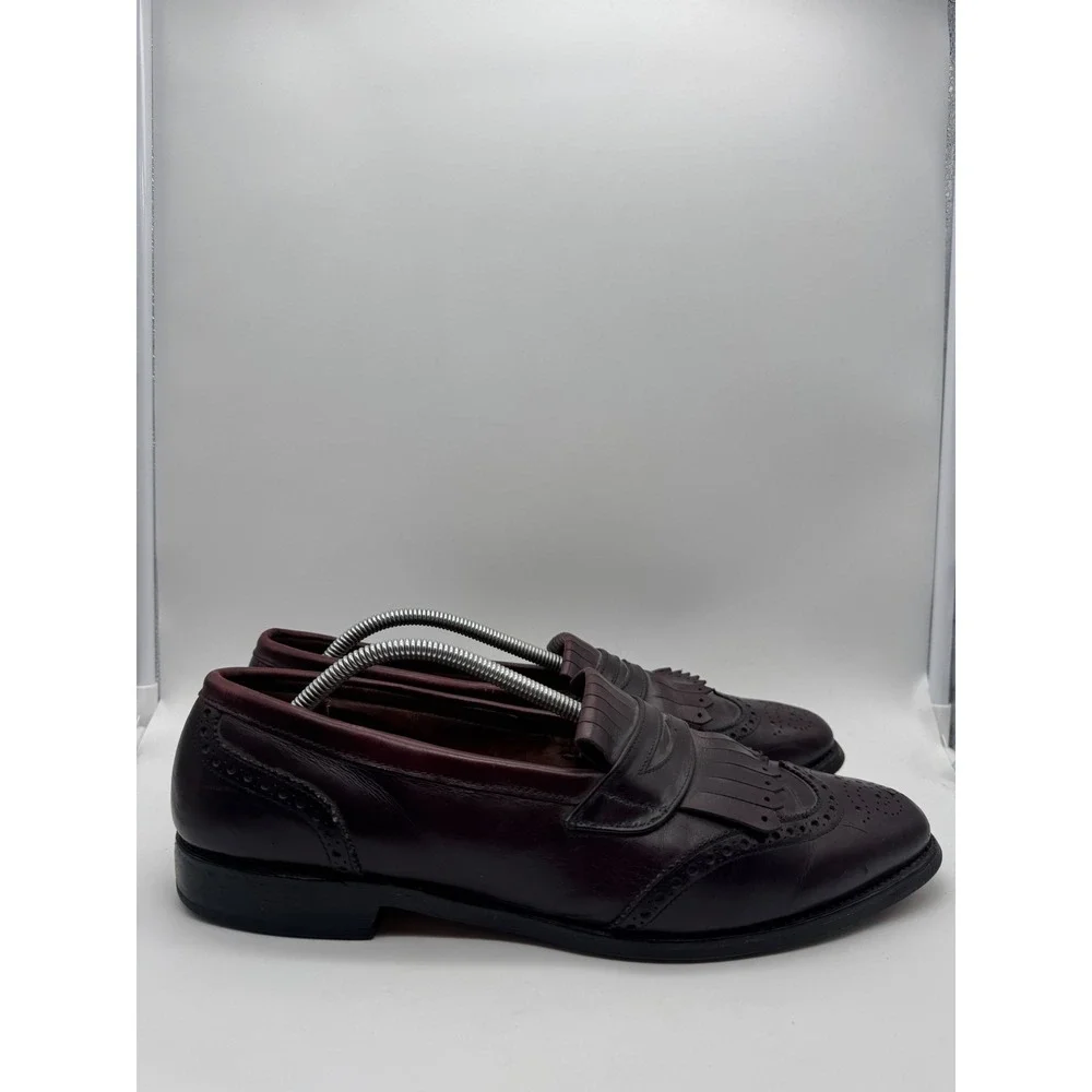 Allen Edmonds Wakefield Mens 13 A Burgundy Leather Kiltie Tassel Wingtip Loafers